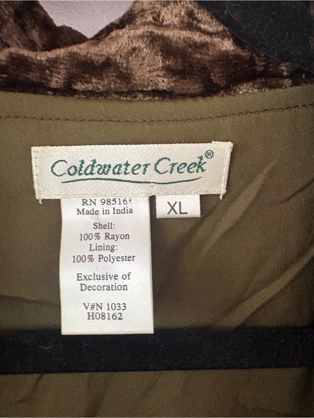 Coldwater Creek XL Brown Crushed Velvet Embroidered Boho Jacket Art-to-Wear - Picture 10 of 11
